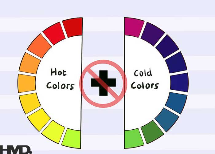  عدم ترکیب بیش از حد رنگ های گرم و سرد